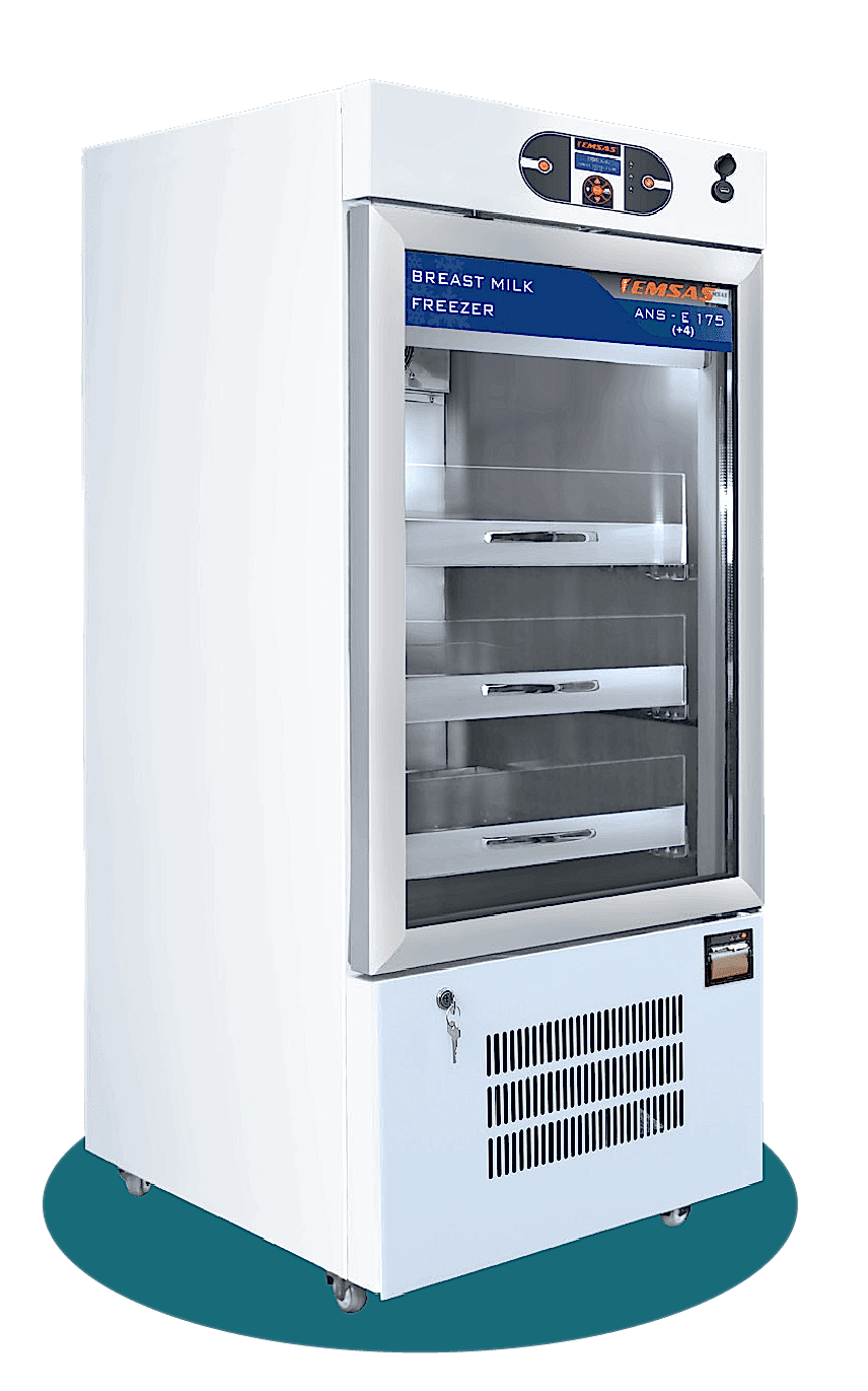 ANS-E 175 Yeni doğan üniteleri ve kadın doğum servisleri için özel olarak tasarlanmış süt bankası. Sadece ısıtma yapan model, 2-8°C arasında sıcaklık ayarlarıyla anne sütünü besin değerini kaybetmeden muhafaza eder ve ideal sıcaklıkta saklama sağlar.(ultra low temperature freezer, Anne sütü saklama dolabı)