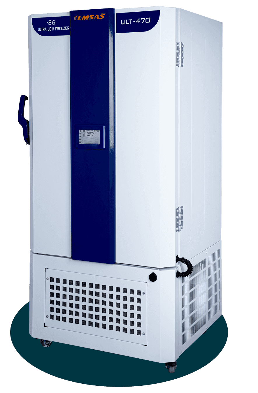 ULT-470 Ultra düşük sıcaklık laboratuvar ve plazma dondurucusu, -86°C ile -50°C arasında çalışarak hassas numuneleri güvenle saklar.(ultra low temperature freezer, ultra low temp freezer, ultra cold freezer, medikal soğutma dolapları)