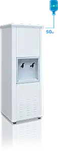 50 litre 304 CR-Ni kaynaklı iç kazanı ve uzun ömürlü galvaniz üzeri elektrostatik boyalı veya CR-Ni dış yüzeye sahip su sebili. Enjeksiyon baskılı poliüretan yalıtım sayesinde ısı kaybı minimum seviyededir. P.S poliüretan yalıtımlı kapak kullanılarak dayanıklılığı artırılmıştır. Şebekeye bağlanabilen veya dökme su ile kullanılabilen şamandıralı sisteme sahiptir. Manuel termostat ile su sıcaklığı kolayca kontrol edilebilir. Ayarlanabilir rotil ayak sistemi sayesinde montaj kolaydır. Uzun ömürlü çevirmeli musluk sistemi bulunur. Türkiye genelinde yaygın servis ağına sahip olup, 2 yıl garantilidir. ISO 9001 ve CE belgelerine sahiptir. Arıtma montajı kolaylıkla yapılabilir.(50LT SU SEBİLİ, sanayi tipi su sebili)