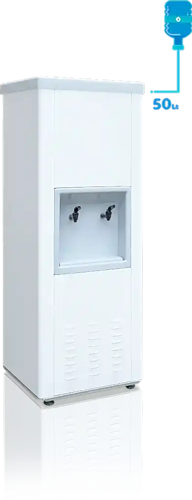 50 litre 304 CR-Ni kaynaklı iç kazanı ve uzun ömürlü galvaniz üzeri elektrostatik boyalı veya CR-Ni dış yüzeye sahip su sebili. Enjeksiyon baskılı poliüretan yalıtım sayesinde ısı kaybı minimum seviyededir. P.S poliüretan yalıtımlı kapak kullanılarak dayanıklılığı artırılmıştır. Şebekeye bağlanabilen veya dökme su ile kullanılabilen şamandıralı sisteme sahiptir. Manuel termostat ile su sıcaklığı kolayca kontrol edilebilir. Ayarlanabilir rotil ayak sistemi sayesinde montaj kolaydır. Uzun ömürlü çevirmeli musluk sistemi bulunur. Türkiye genelinde yaygın servis ağına sahip olup, 2 yıl garantilidir. ISO 9001 ve CE belgelerine sahiptir. Arıtma montajı kolaylıkla yapılabilir.(50LT SU SEBİLİ, sanayi tipi su sebili)