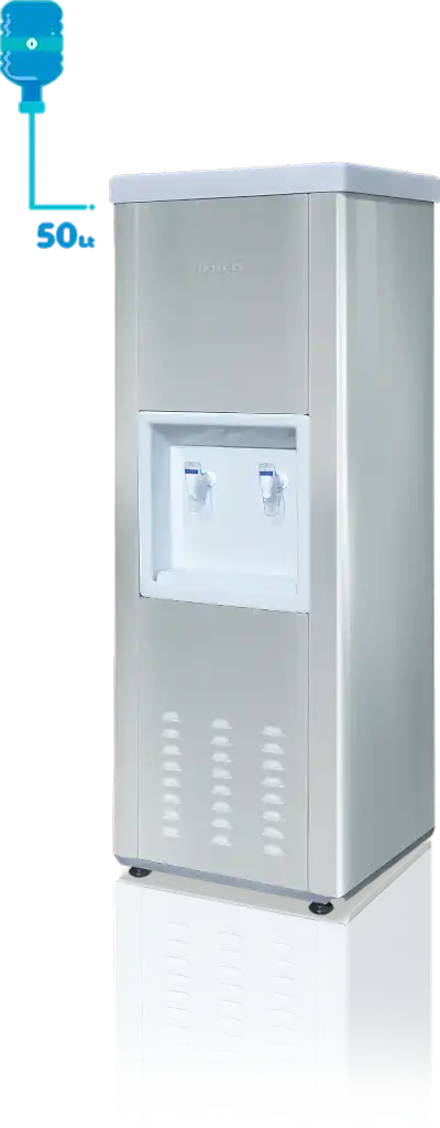 50 litre 304 CR-Ni kaynaklı iç kazanı ve uzun ömürlü galvaniz üzeri elektrostatik boyalı veya CR-Ni dış yüzeye sahip su sebili. Enjeksiyon baskılı poliüretan yalıtım sayesinde ısı kaybı minimum seviyededir. P.S poliüretan yalıtımlı kapak kullanılarak dayanıklılığı artırılmıştır. Şebekeye bağlanabilen veya dökme su ile kullanılabilen şamandıralı sisteme sahiptir. Manuel termostat ile su sıcaklığı kolayca kontrol edilebilir. Ayarlanabilir rotil ayak sistemi sayesinde montaj kolaydır. Uzun ömürlü çevirmeli musluk sistemi bulunur. Türkiye genelinde yaygın servis ağına sahip olup, 2 yıl garantilidir. ISO 9001 ve CE belgelerine sahiptir. Arıtma montajı kolaylıkla yapılabilir.(50LT SU SEBİLİ, sanayi tipi su sebili)