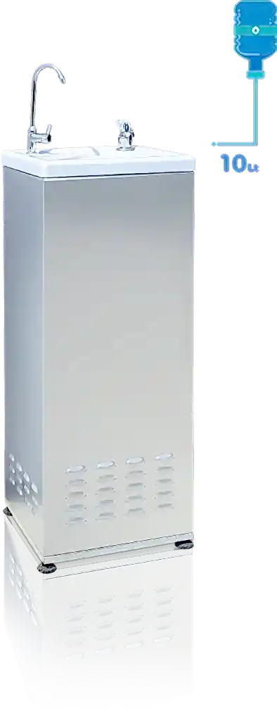 10 litre bakır serpantin sargılı tankı ve enjeksiyon baskılı poliüretan yalıtımı ile yüksek verimli su sebili. Şık krom dış gövdesiyle dayanıklılığı artırılmış olup, bardaklı kullanım için uygun musluk sistemine sahiptir. Bardaksız kullanım için fışkırtmalı musluk seçeneği bulunur. Değiştirilebilir özel evye sistemi sayesinde esnek kullanım sunar. Opsiyonel olarak arıtma takılabilir. Manuel olarak ayarlanabilen termostat ile su sıcaklığı kontrol edilebilir. 2 yıl garantili bu model, uzun ömürlü ve güvenli kullanım için tasarlanmıştır.(OKUL TİPİ SUSEBİLİ, 10LT SU SEBİLİ, GEMİCİ TİPİ SU SEBİLİ)