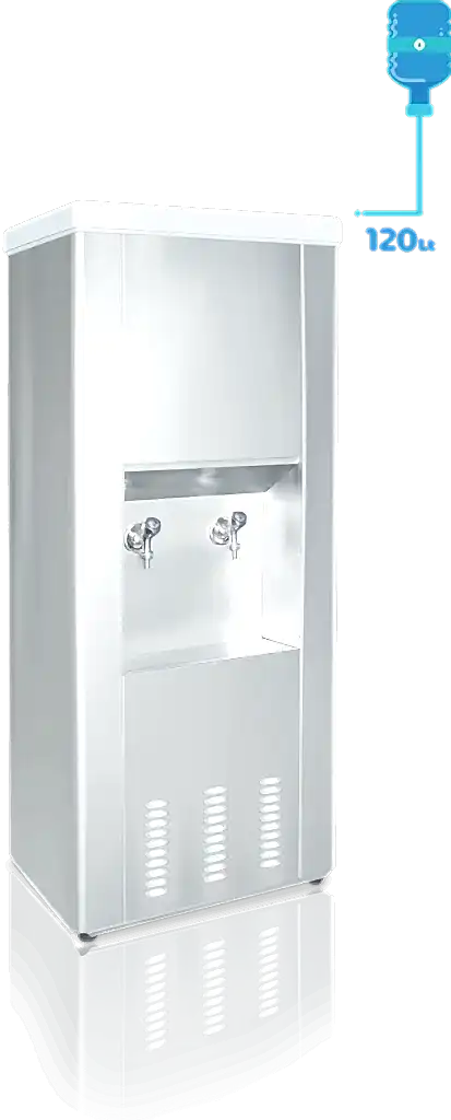 120 litre CR-Ni kaynaklı iç kazana ve dayanıklı dış yüzeye sahip sanayi tipi su sebili. Standart olarak CR-Ni yalaklı, poliüretan izolasyonlu P.S. kapaklı ve enjeksiyon baskılı poliüretan yalıtımla üretilmiştir, böylece ısı kaybı minimum seviyededir. Şebekeye bağlanabilen veya dökme su ile kullanılabilen şamandıralı sistemle donatılmıştır. Manuel termostat ile su sıcaklığı kolayca kontrol edilebilir. Ayarlanabilir rotil ayak sistemi sayesinde montaj kolaydır. Uzun ömürlü çevirmeli musluk sistemi bulunur. Türkiye genelinde yaygın servis ağına sahip olup, 2 yıl garantilidir. ISO 9001 ve CE belgelerine sahiptir.(120 lt su sebili, 120lt sebil, sanayi tipi su sebili, Krom iç hazneli sebil)
