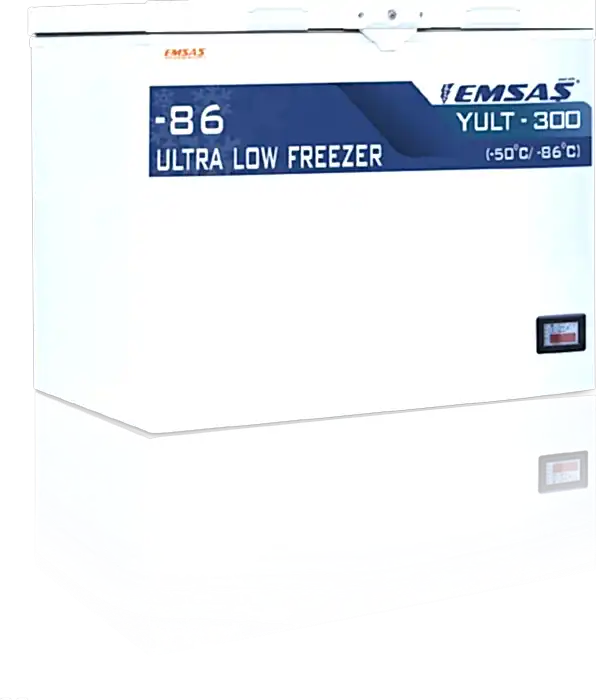 Ultra düşük sıcaklık laboratuvar ve plazma dondurucusu, -86°C ile -50°C arasında çalışarak hassas numuneleri güvenle saklar.(ultra low temperature freezer, ultra low temp freezer, ultra cold freezer, medikal soğutma dolapları)
