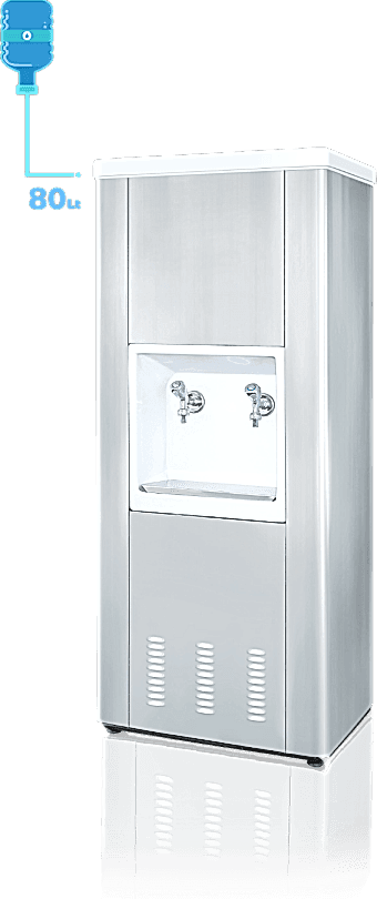 80 litre polistiren değiştirilebilir monoblok iç kazanı ile uzun ömürlü galvaniz üzeri elektrostatik boyalı dış yüzeye veya CR-Ni dış yüzeye sahip su sebili. Enjeksiyon baskılı poliüretan yalıtım sayesinde ısı kaybı minimum seviyededir. P.S. poliüretan yalıtımlı kapak ile dayanıklılık artırılmıştır. Şebekeye bağlanabilen veya dökme su ile kullanılabilen şamandıralı sistem mevcuttur. Manuel termostat sayesinde su sıcaklığı kolayca ayarlanabilir. Ayarlanabilir rotil ayak sistemi ile montaj kolaydır. Uzun ömürlü çevirmeli musluk sistemi bulunur. Türkiye genelinde yaygın servis ağı ve 2 yıl garanti sunulmaktadır. ISO 9001 ve CE belgeleri ile hizmet yeterliliği sağlanmaktadır.(Krom iç hazneli sebil, 80LT SU SEBİLİ)